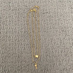 J Crew Lock and Key Paperclip Necklace